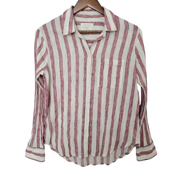 Treasure & Bond Boyfriend Fit Striped Button Down Shirt Womens Size XS Casual - Picture 1 of 7